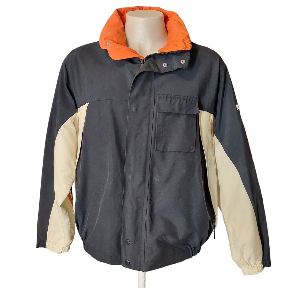 Nautica Jacket L Mens Retro Gorp Core Outerwear wear Navy Colorblock Windbreaker
